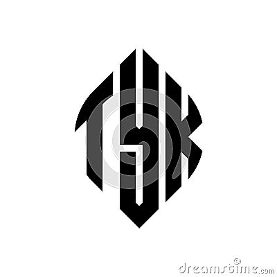 TYK circle letter logo design with circle and ellipse shape. TYK ellipse letters with typographic style. The three initials form a Vector Illustration