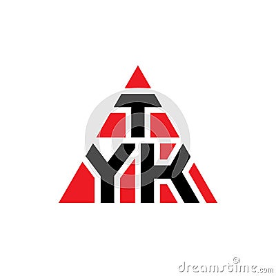 TYK triangle letter logo design with triangle shape. TYK triangle logo design monogram. TYK triangle vector logo template with red Vector Illustration