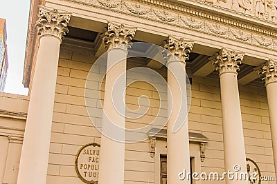 Vintage Building Argentina Flag Independence Goverment Outside Argentine Street Historical Stock Photo