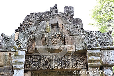 Tympanum of Prasat Muang Tam Stock Photo