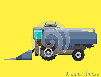 Type of agricultural vehicle or harvester machine combine and excavator icon with accessories for plowing mowing Vector Illustration