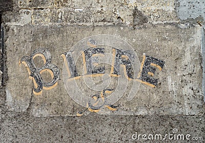 Type beer on a wall Stock Photo