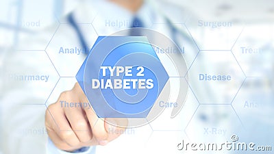 Type 2 diabetes, Doctor working on holographic interface, Motion Graphics Stock Photo