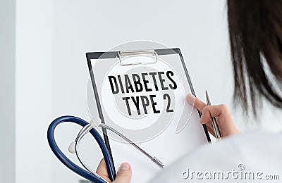 Type 2 diabetes - long-term medical condition in which your body doesn`t use insulin properly, resulting in unusual blood sugar Stock Photo