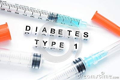 Type 1 diabetes metaphor suggested by insulin syringe Stock Photo