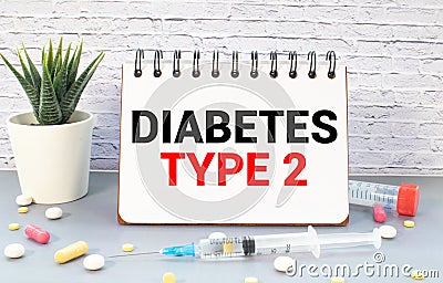 type 2 diabetes. Treatment and prevention of disease. Syringe and vaccine. Medical concept. Selective focus Stock Photo
