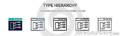 Type hierarchy icon in filled, thin line, outline and stroke style. Vector illustration of two colored and black type hierarchy Vector Illustration