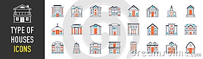 Set of houses icons collection. Vector Illustration