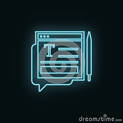 Type, pen, site, neon, icon. Web Development Vector Icon. Element of simple symbol for websites, web design, mobile app, Stock Photo