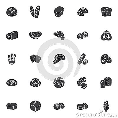 Types of bread vector icons set Vector Illustration