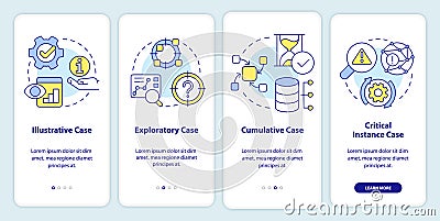 Types of case study onboarding mobile app screen Vector Illustration