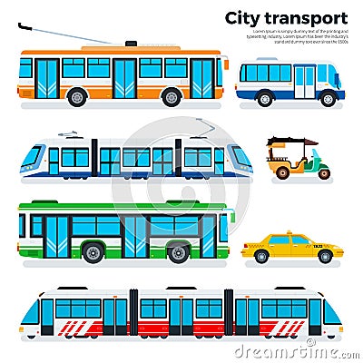 Types of city transport isolated on white Vector Illustration