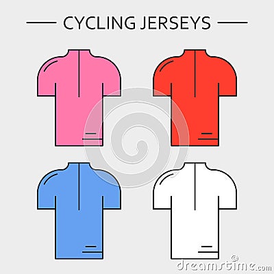 Types of cycling jerseys Vector Illustration