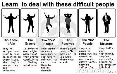 Types of difficult people Stock Photo