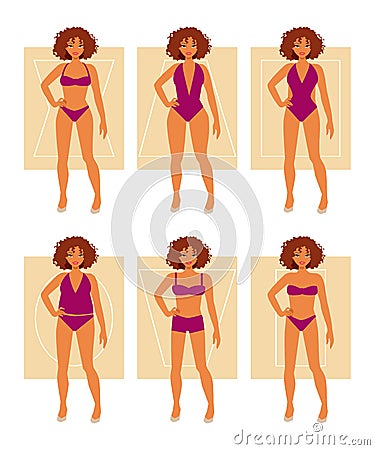 Types of female figures Vector Illustration