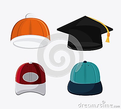 Types of hats cloth accessory Vector Illustration