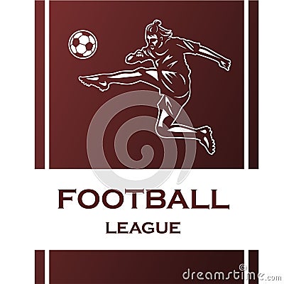 Emblen, logo, template for a football, soccer club, team with a football player. Vector Illustration