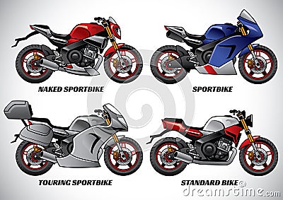 Types of motorcycle part 1 Vector Illustration