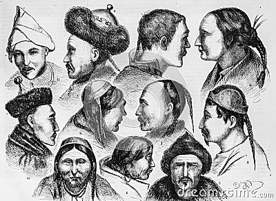Types of the natives of Eastern Siberia, the illustrious universe, editor Michel Levy 1868 Stock Photo