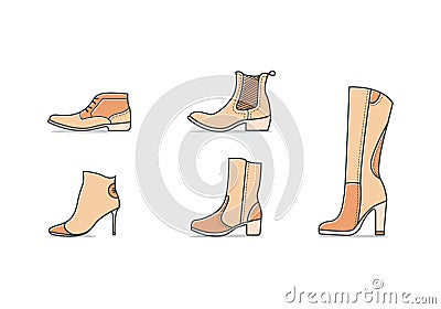 Types of shoes Vector Illustration