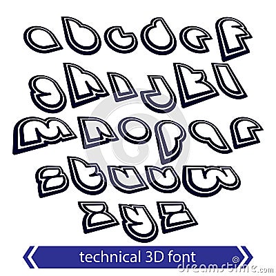 Typescript retro style, technical 3D font, contemporary shift sm Vector Illustration