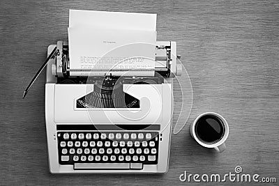 Typewriter and cofee Stock Photo