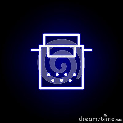 Typewriter icon in neon style. Can be used for web, logo, mobile app, UI, UX Vector Illustration