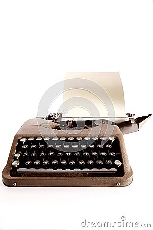 Typewriter letter and bow ribbon cover is open Stock Photo