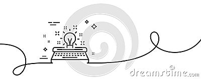 Typewriter line icon. Creativity sign. Continuous line with curl. Vector Vector Illustration