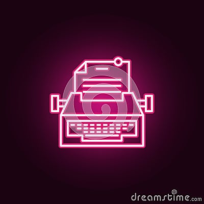 Typewriter, paper neon icon. Elements of Law & Justice set. Simple icon for websites, web design, mobile app, info graphics Stock Photo