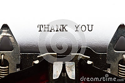 Typewriter with text thank you Stock Photo