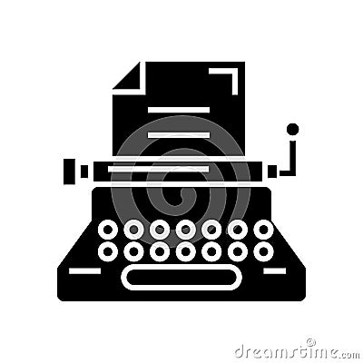 Typewriter - writer - writing - copywriting icon, vector illustration, black sign on isolated background Vector Illustration