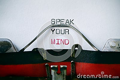 Typewritter and text speak your mind Stock Photo