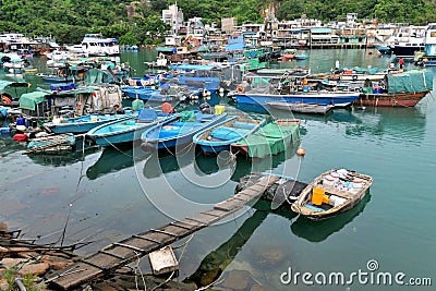 Typhoon Shelter at Fishing Village of Lei Yue Mun Editorial Stock Photo