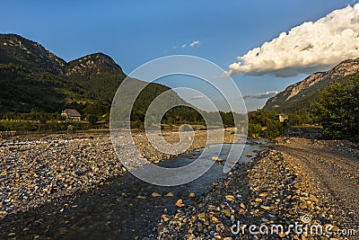 Typical albanian mountain landscape - remote Vermosh village in northern Albania, Europe Stock Photo