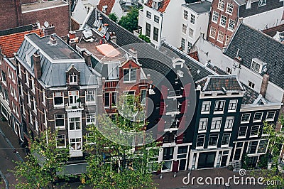 Typical Amsterdam houses in a fall day from above.. A lot of windows Editorial Stock Photo