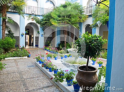 Typical andalusian patio in Cordoba, Andalusia, Sp Stock Photo