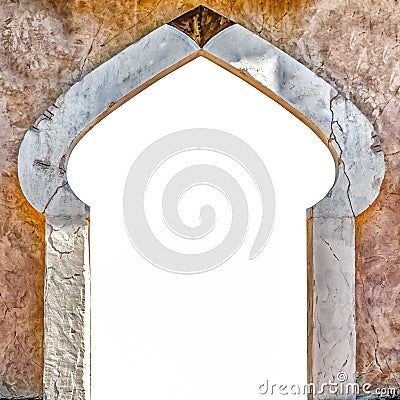 Typical Arabic architecture entrance white isolated. Stock Photo