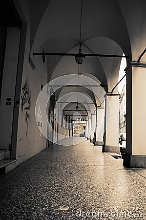 Typical arcades in Bologna Stock Photo