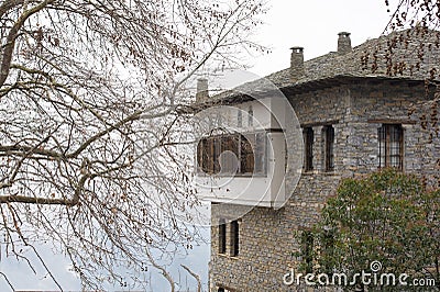 Typical architecture of homes made out of Stone Pelion mountain area Stock Photo