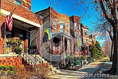 Typical architecture in the Ukrainian Village at Chicago, USA Stock Photo