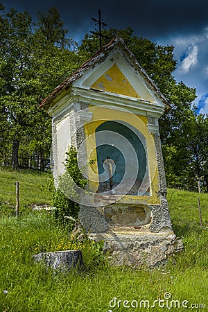 Typical Austrian way side shrine Stock Photo