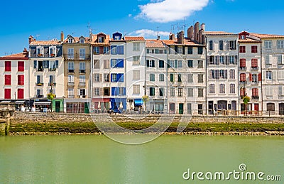 Basque houses in Bayonne, France Editorial Stock Photo
