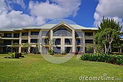 Typical beach resort building with seaview and a nice garden Stock Photo