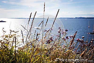 Typical beautiful sea view on Suomennlinna island of Finland Stock Photo