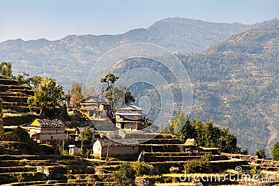 Typical Beautiful village in Nepal Stock Photo