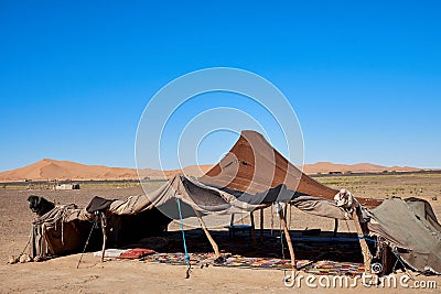 Typical Berber tent in the desert Stock Photo