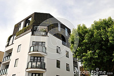 Typical block of flats and a penthouse in the Hackney district in east London, England, United Kingdom Editorial Stock Photo