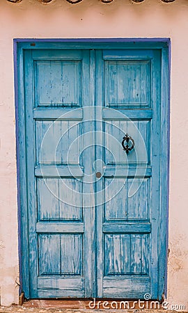 Typical blue door of Altea, the Mediterranean town that drives artists crazy Stock Photo