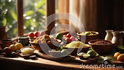 Typical Brazilian food illuminated by a window Stock Photo